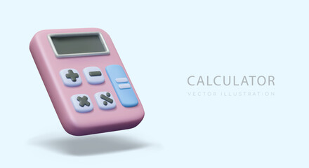 Placard with modern device for work in office on blue background