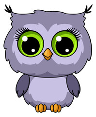 Adorable owl character. Cartoon bird. Baby animal