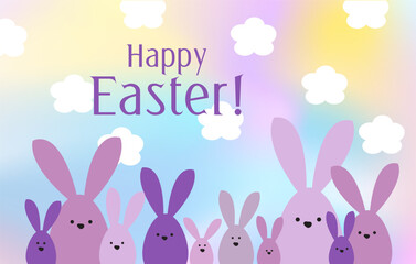 Obraz na płótnie Canvas Spring celebration Easter card. Easter bunny family