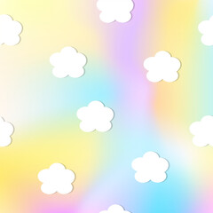 White clouds on abstract rainbow sky