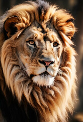 Portrait of the Lion King War , King crown Imperial Roman , History Ai Generative Animal