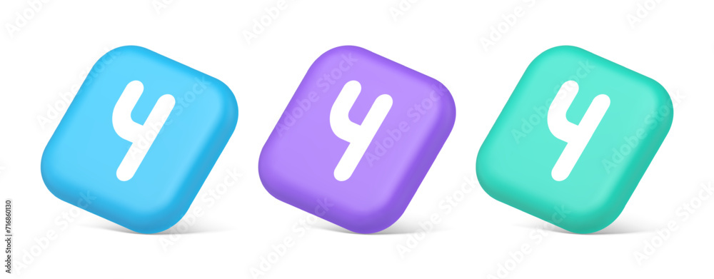Poster four number squared button keyboard interface financial calculation service 3d isometric icon