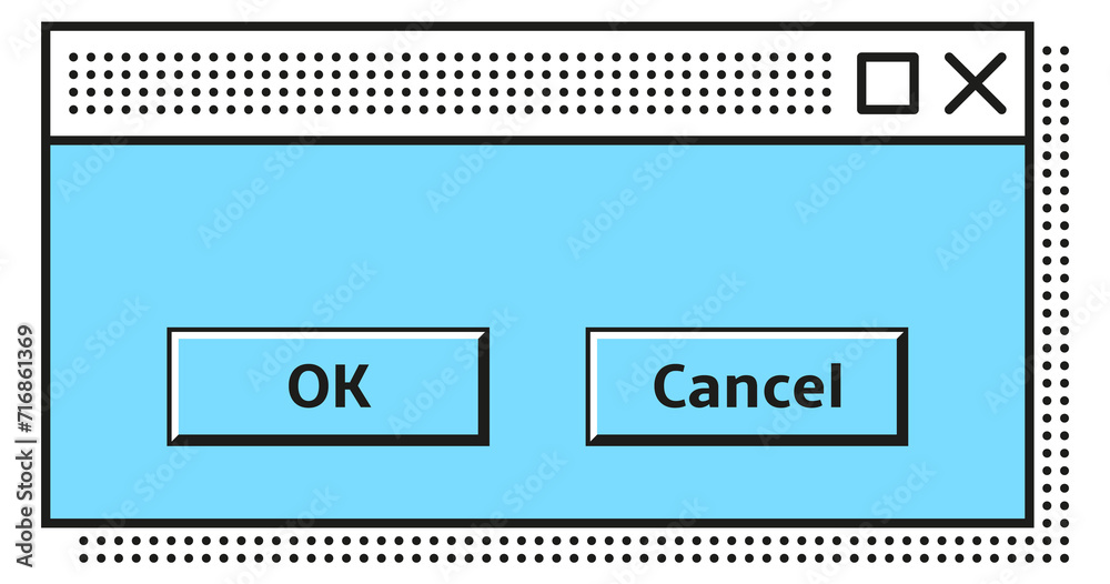 Poster information message window template in retro interface style