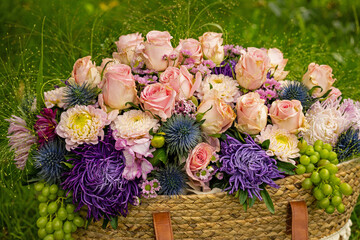 beautiful colorful flower bouquet with roses an other blooms