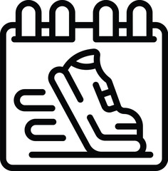 Running marathon calendar date icon outline vector. Male walk. Athlete race