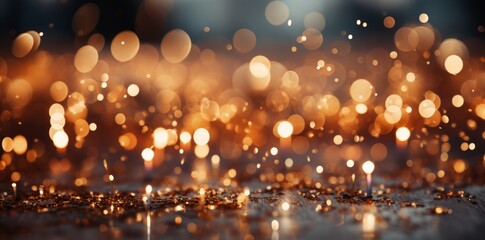 Abstract bokeh lights background. Festive Christmas and New Year background.