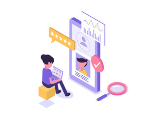 HR Process. HR manager reviewing resumes