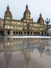 Fototapeta na wymiar Reflections of Grandeur: The Ayuntamiento de La Coruna