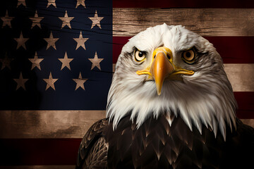 Bald Eagle Bird With America Flag
