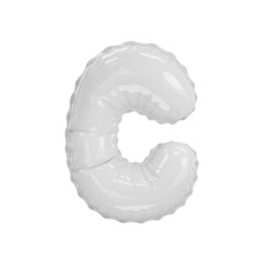 3d illustration white glossy balloon letter C