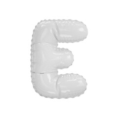 3d illustration white glossy balloon letter E