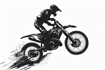 Obraz na płótnie Canvas Motocross rider in action, sketch graphics monochrome illustration . illustration. Motocross concept for banner with copy space. Enduro. Extreme sport concept. Grunge illustration.