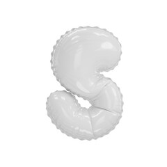3d illustration white glossy balloon letter S