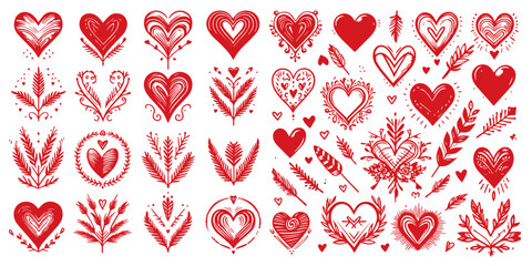 Hand drawn hearts background - vector