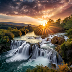 waterfall in autumn