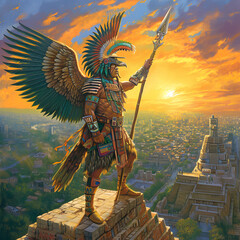 Aztec Eagle Warrior (Aztec Empire) - obrazy, fototapety, plakaty