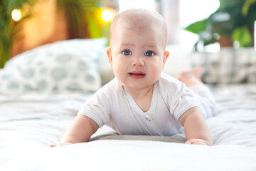 Cute baby with beautiful blue eyes