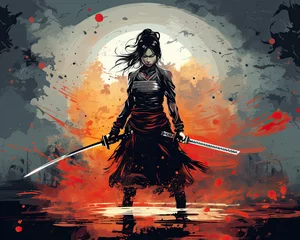 Foto op Canvas A female Samurai Warrior © Alex_iArt
