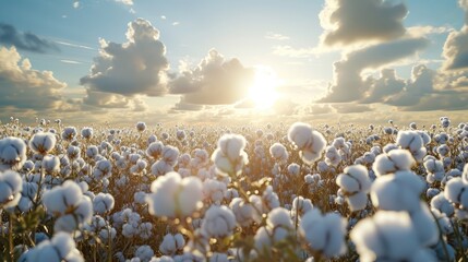 Cotton fields ready for harvesting  - obrazy, fototapety, plakaty