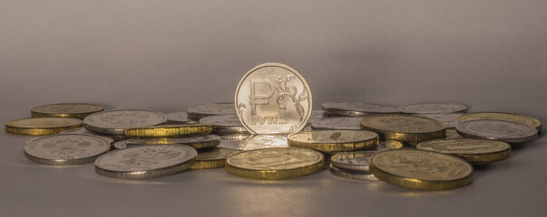 Ruble. A symbol or sign of the national currency of Russia. A background or wallpaper dedicated to...
