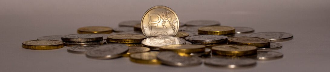 Ruble. A symbol or sign of the national currency of Russia. A background or wallpaper dedicated to...