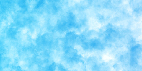 Obraz premium Panorama of blue sky and white cloud nature background. horizon spring morning sky with clouds background. hand painted watercolor shades sky clouds.