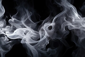 Fototapeta premium Tongues of white fire on clear black background, white flames and sparks background design