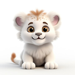 3d cute lion baby cartoon character isolated on white 