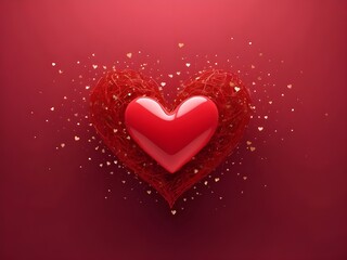 red heart background, Generated AI