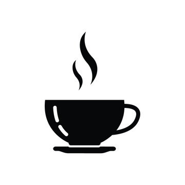 black cup of espresso or cappuccino icon. flat trend modern graphic art simple logotype design abstract web element isolated on white. concept of tasty dopio pictogram for coffeehouse or coffeeshop