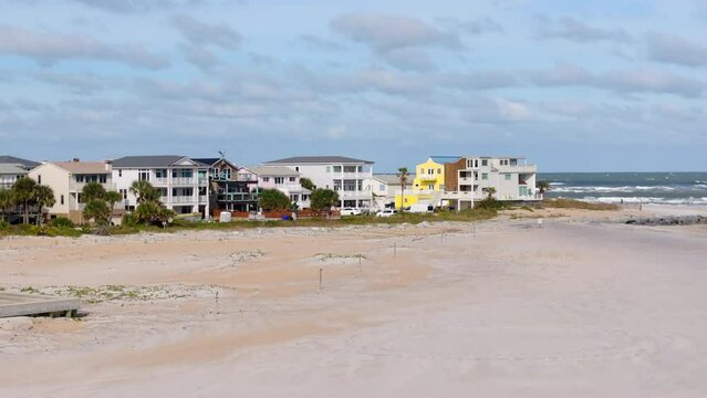 Aerial video St Augustine Florida luxury homes on Vilano beach point 4k 2024