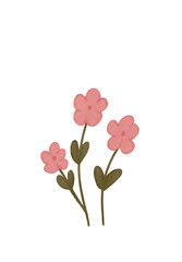 Simple pink flower with leaves