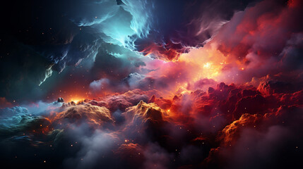 Colorful cosmic explosion of a space realisti