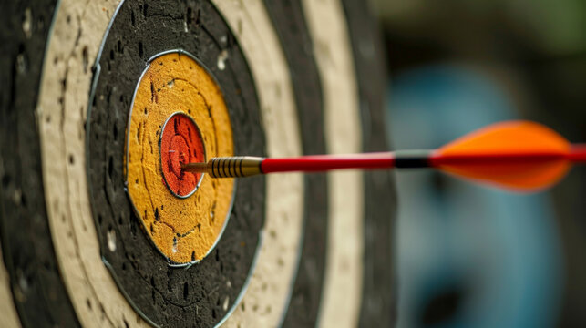 cible &agrave; fl&eacute;chettes avec une fl&eacute;chette en son centre