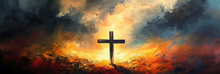 Fototapeta na wymiar Cross of Jesus painting