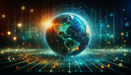 Obraz premium Digital network around the globe