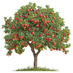 high quality apple tree PNG transparent background for drag and drop 