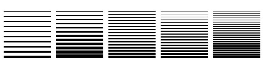 Deurstickers Halftone black horizontal stripes set. Abstract fade background collection. Vector illustration. © Віталій Баріда