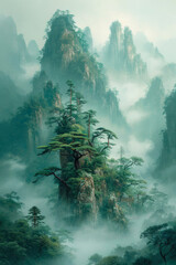 Artistic Elevation: A Forested Mountain Fantasy