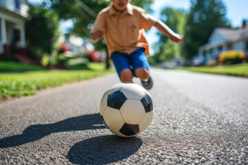 Fototapeta premium Sunny Street Soccer with Intensity