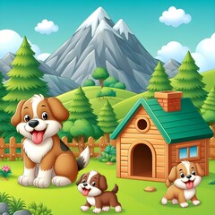 Obraz na płótnie Canvas Cute 3D dog colorful background, dog background