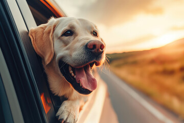 Pure Canine Delight: Happy Pup's Roadside Joy