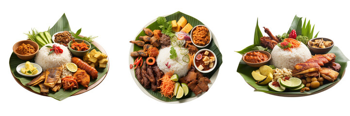 Set Of Delicious Indonesian food on A Transparent Background