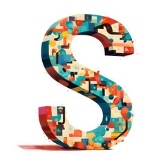 alphabet letter S colorful puzzle box style isolated