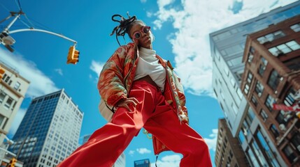 Stylish African American Woman Posing on Urban Street
