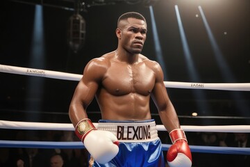 A boxer standing in the ring after a defeat