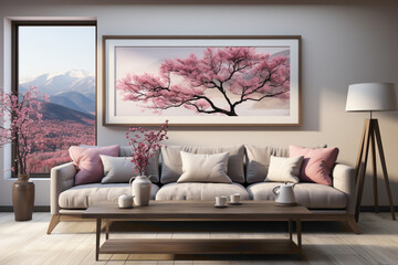 A simple frame showcasing a captivating nature painting. Immerse yourself in the beauty of the depicted scenery and create a serene haven at home.