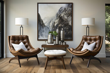 Elevate your space with the simplicity of white and dark brown chairs. 