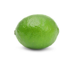 One fresh ripe lime isolated on white
