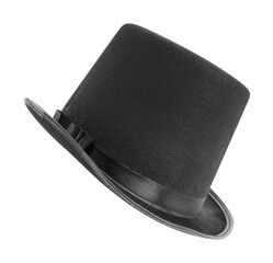 Black magician top hat isolated on white